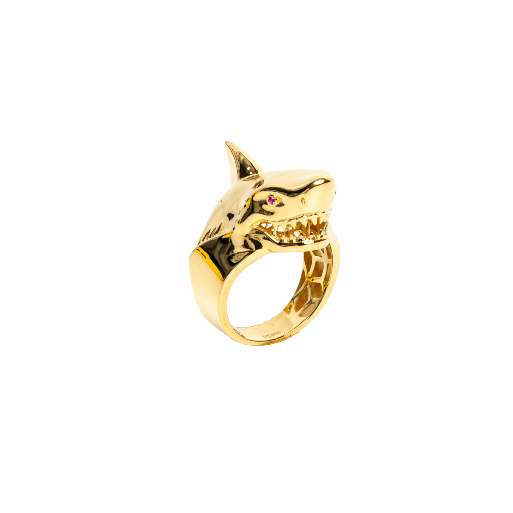 Bague or 18k - Requin XL 3D - chevalière | AB GOLD bijouterie : bijoutier-artisanf
