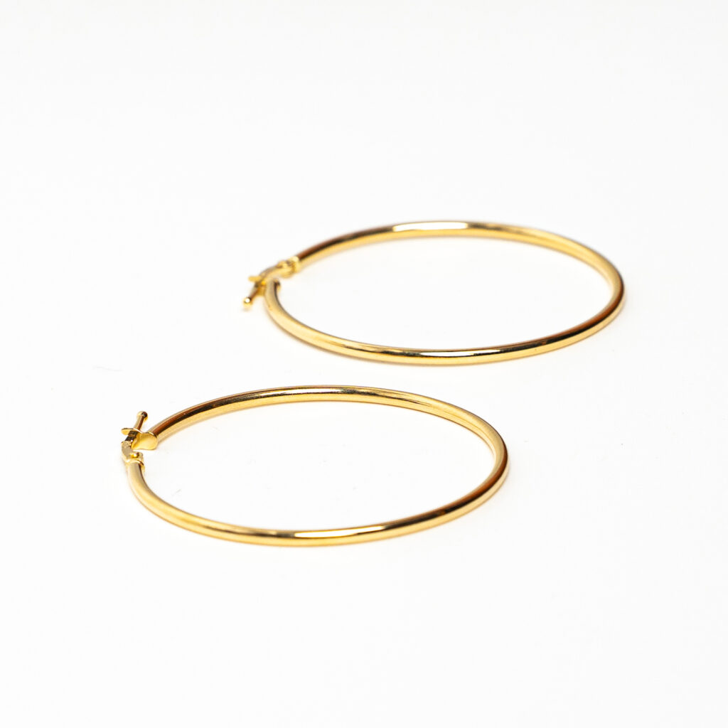 Boucles d'oreilles or 18k - Créoles Lisses à cliquet | AB GOLD bijouterie : bijoutier-artisan martinique