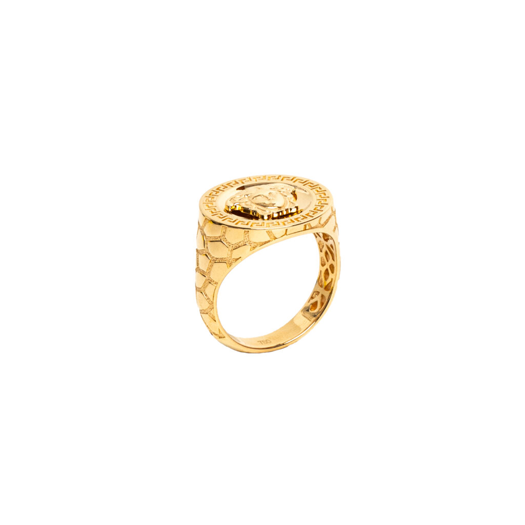 Bague or 18k - Versace Craquelé 3D - chevalière | AB GOLD bijouterie : bijoutier-artisanf