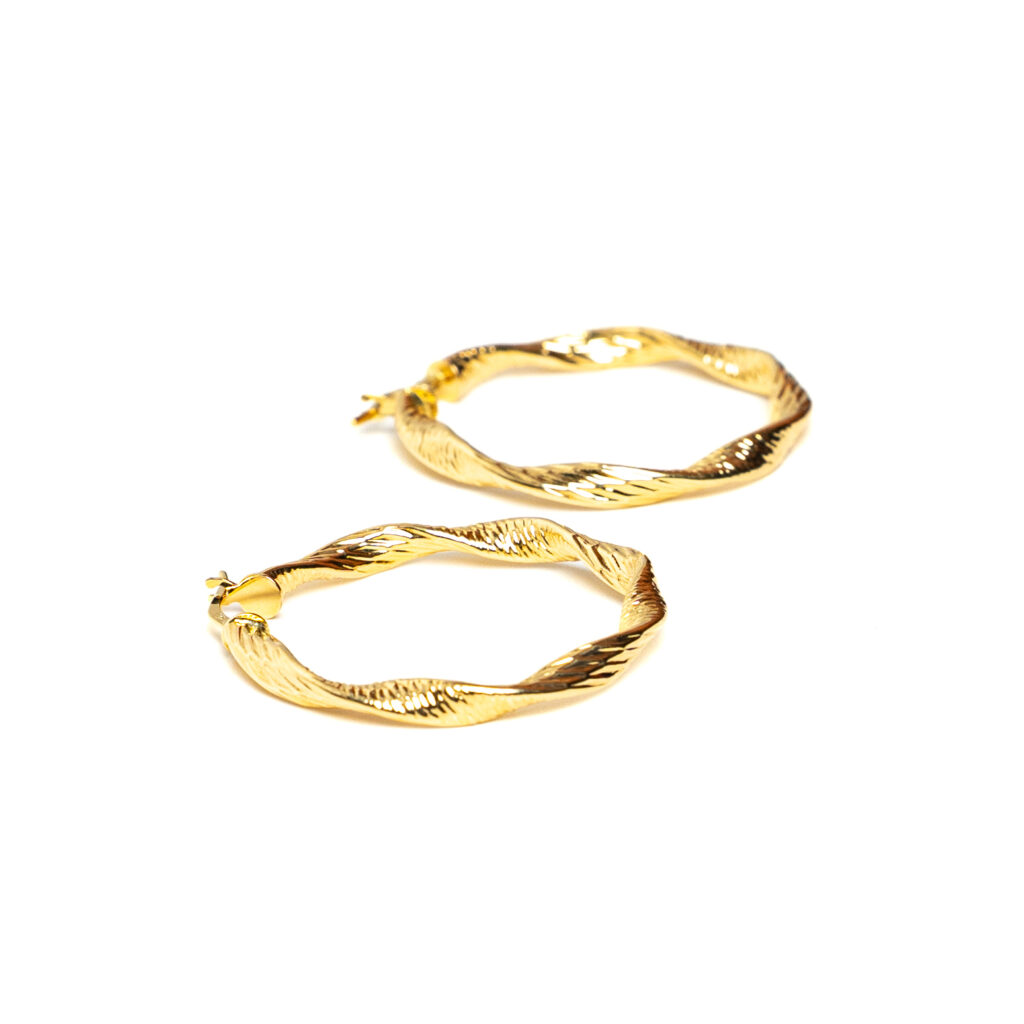Boucles d'oreilles or 18k - Petites Créoles Torsadées à cliquet | AB GOLD bijouterie : bijoutier-artisan martinique