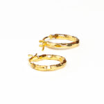 Boucles d'oreilles or 18k - Mini Créoles Bambou à cliquet | AB GOLD bijouterie : bijoutier-artisan martinique