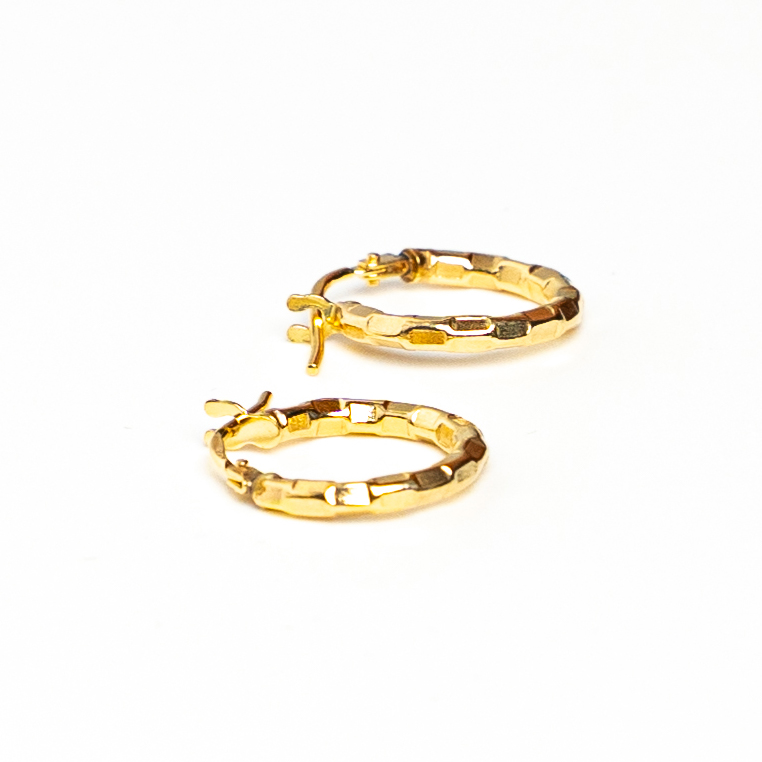 Boucles d'oreilles or 18k - Mini Créoles Bambou à cliquet | AB GOLD bijouterie : bijoutier-artisan martinique