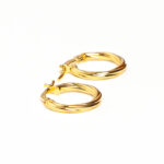 Boucles d'oreilles or 18k - Mini Créoles Striées à cliquet | AB GOLD bijouterie : bijoutier-artisan martinique