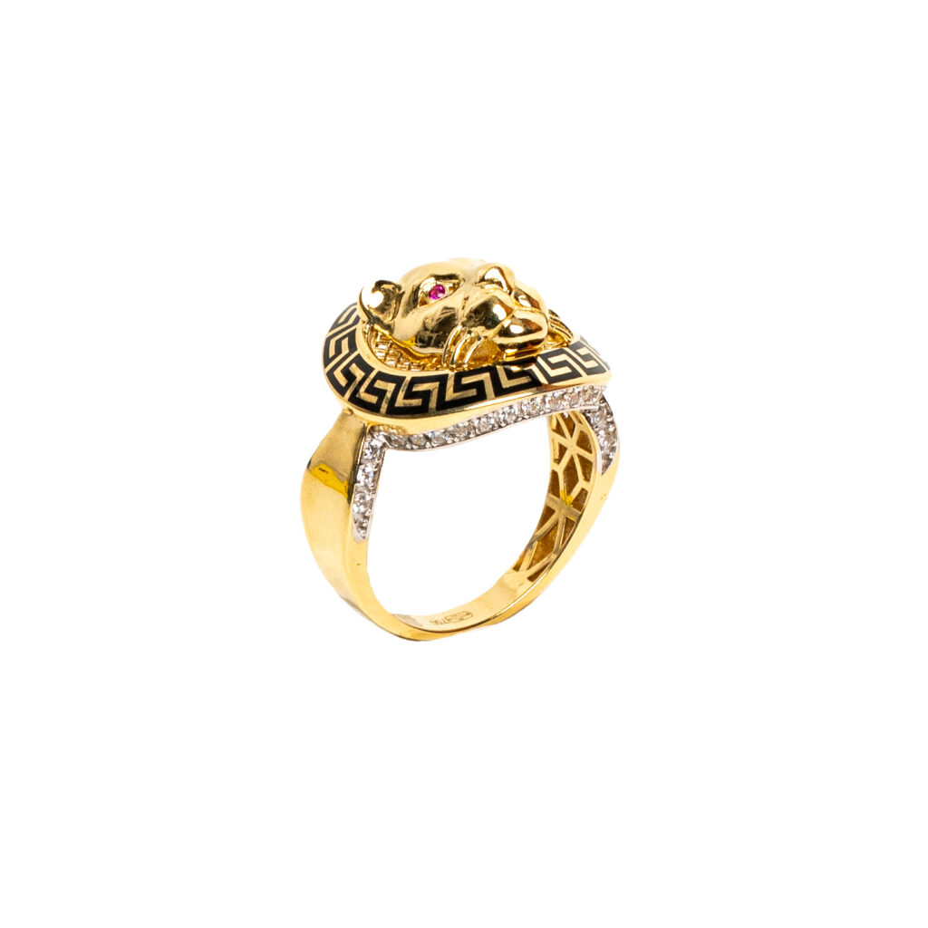 Bague or 18k - Versace x Panthère / Tête de panthère 3D - chevalière | AB GOLD bijouterie : bijoutier-artisan