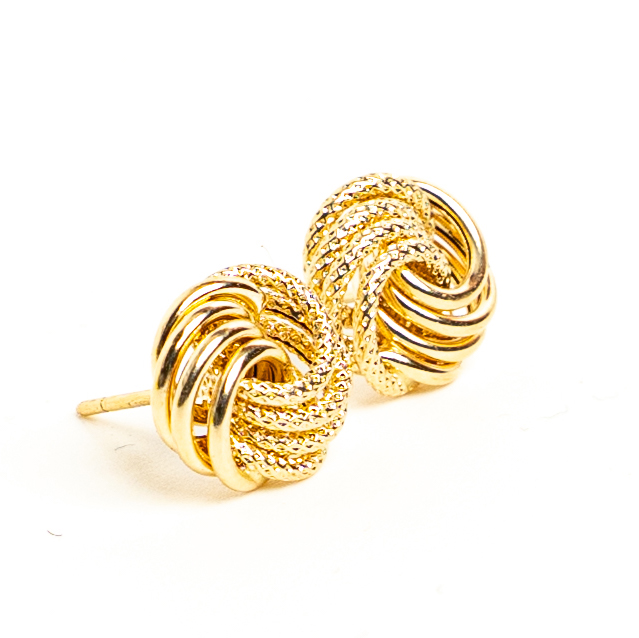 Boucles d'oreilles or 18k - Clous Pelote 2x4 bi-finitions | AB GOLD bijouterie : bijoutier-artisan martinique