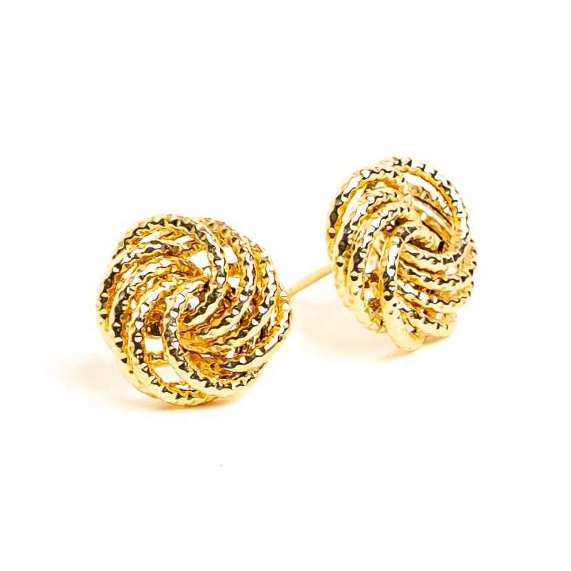 Boucles d'oreilles or 18k - Clous Pelote 2x4 3D | AB GOLD bijouterie : bijoutier-artisan martinique