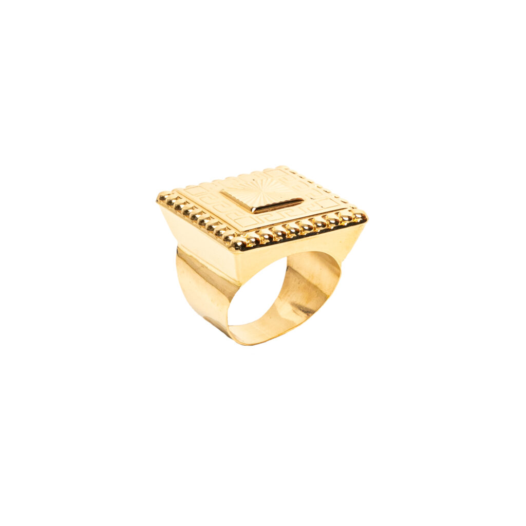 Bague carrée or 18k Rayons x Versace x Boules - chevalière | AB GOLD bijouterie : bijoutier-artisan