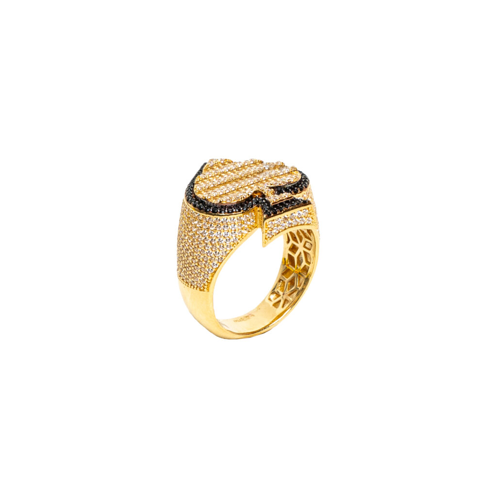 Bague or 18k - Pique jeu de carte 3D - chevalière | AB GOLD bijouterie : bijoutier-artisan