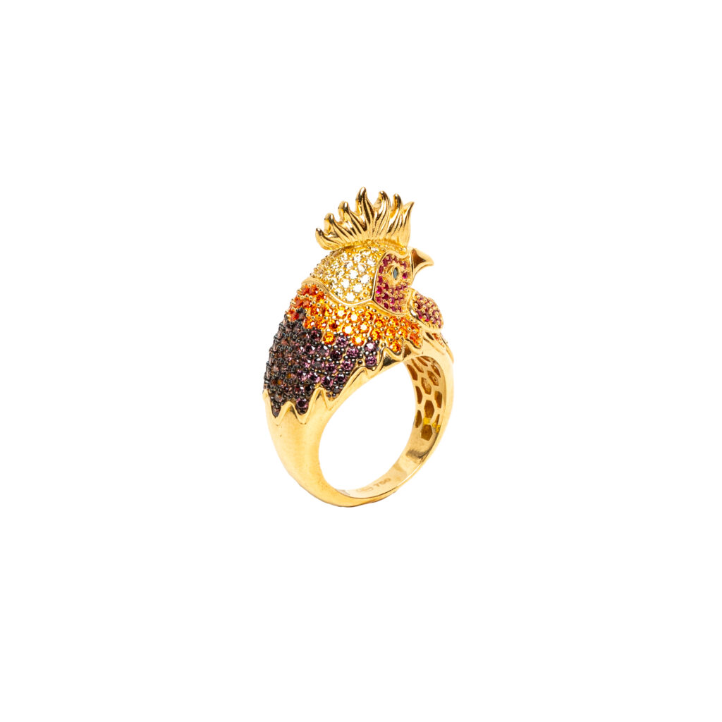 Bague or 18k - Coq 3D - chevalière | AB GOLD bijouterie : bijoutier-artisan