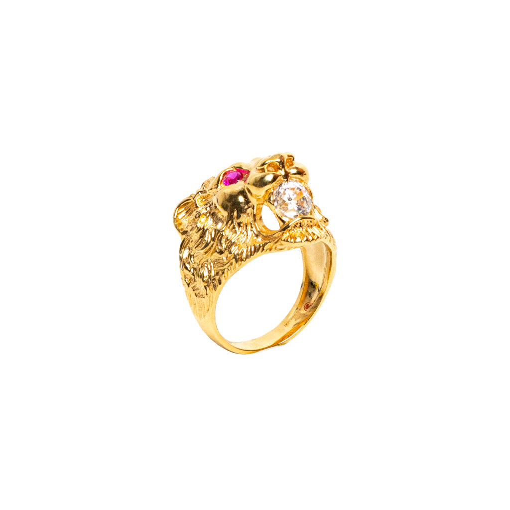 Bague or 18k - Tête de Lion 3D - chevalière | AB GOLD bijouterie : bijoutier-artisan