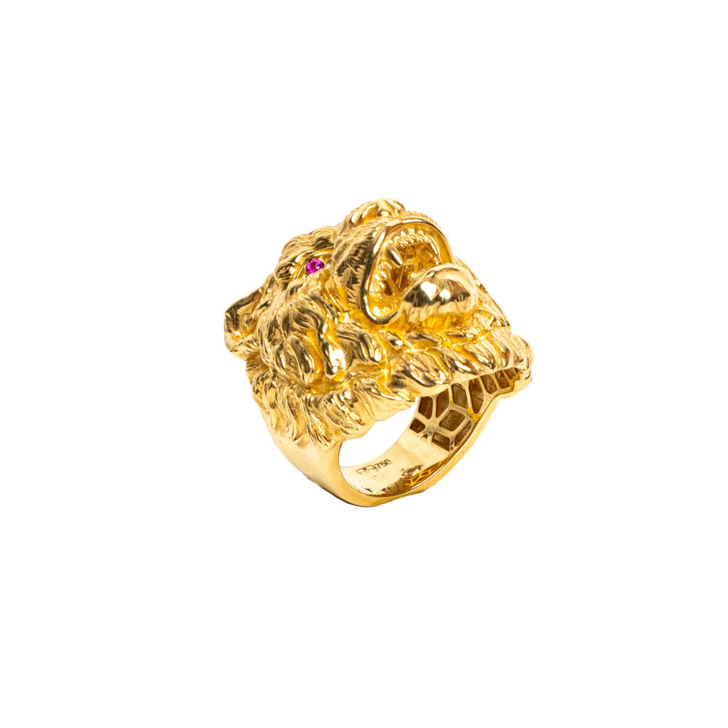 Bague or 18k - Tête de Lion XL 3D - chevalière | AB GOLD bijouterie : bijoutier-artisan