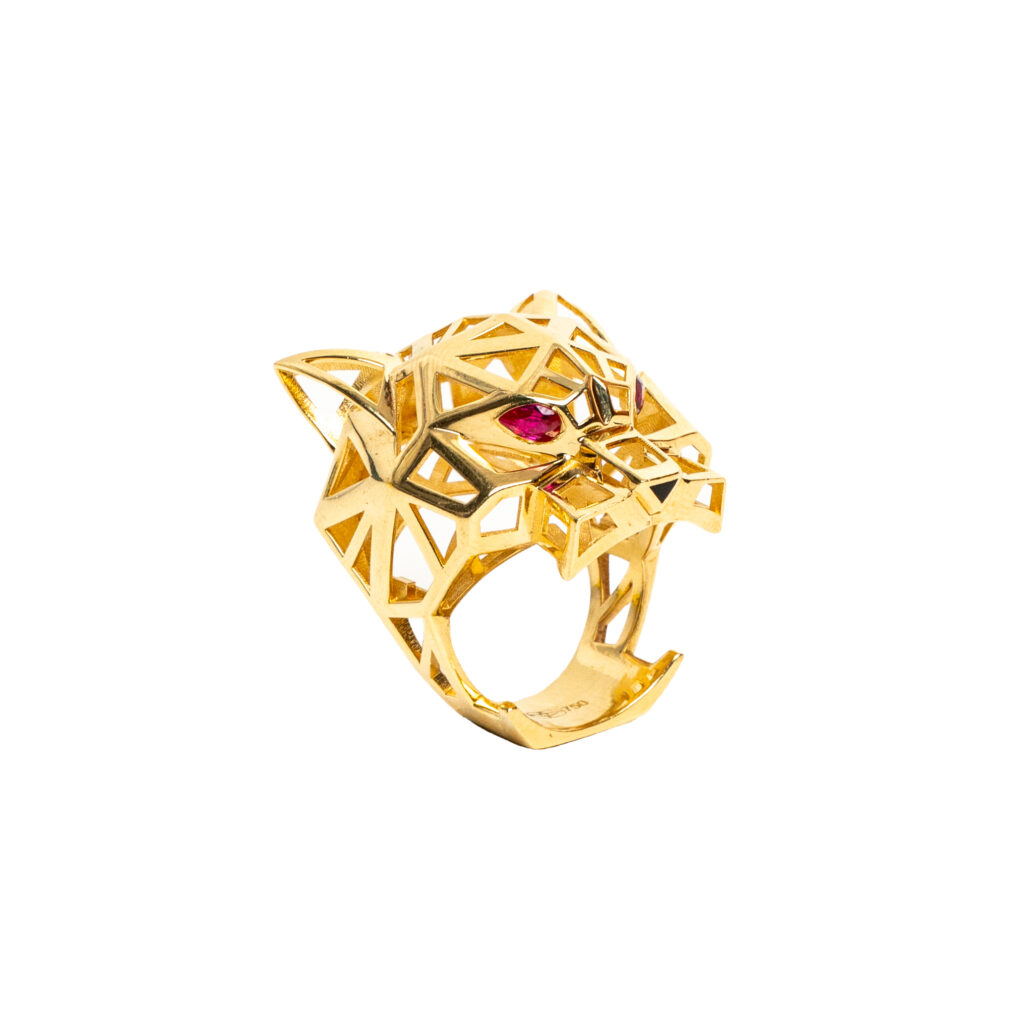 Bague or 18k - Tête de Panthère Origami 3D - chevalière | AB GOLD bijouterie : bijoutier-artisan