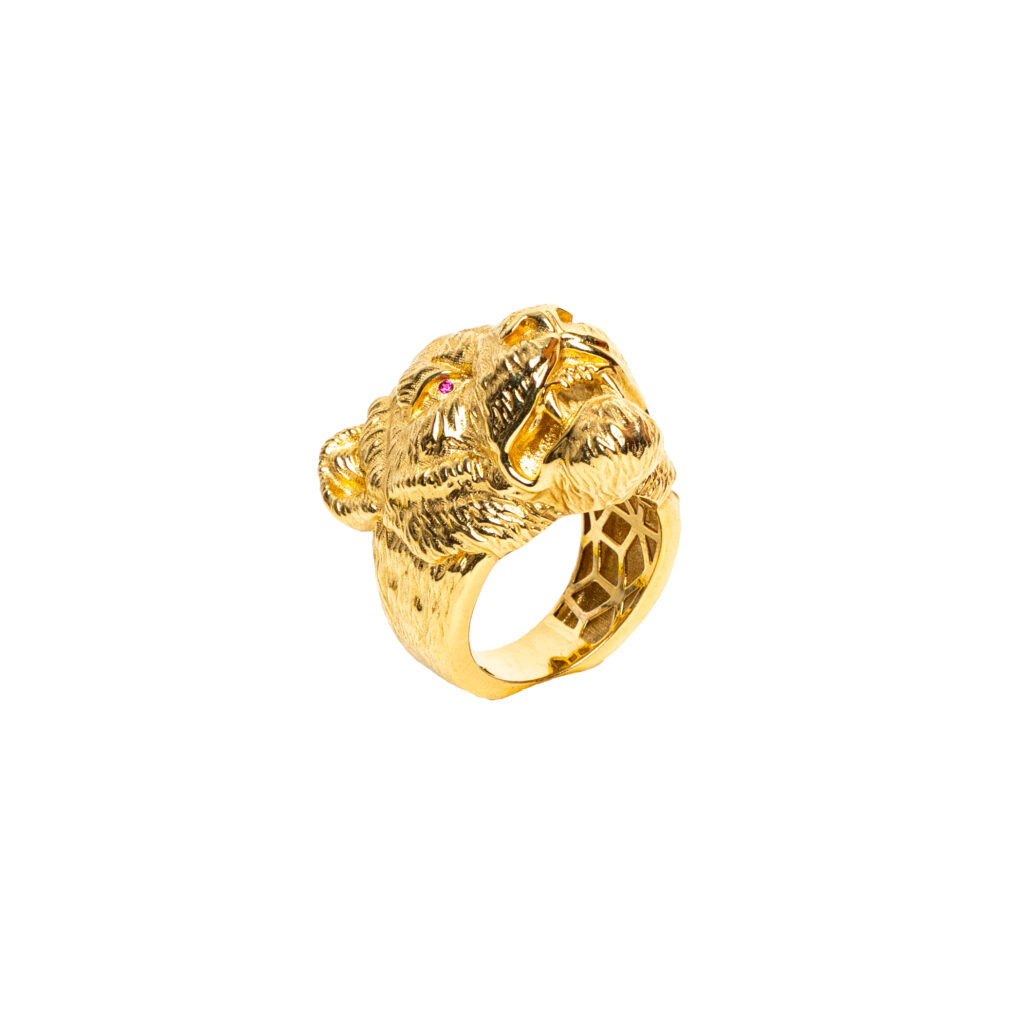 Bague or 18k - Tête de Tigre 3D - chevalière | AB GOLD bijouterie : bijoutier-artisan