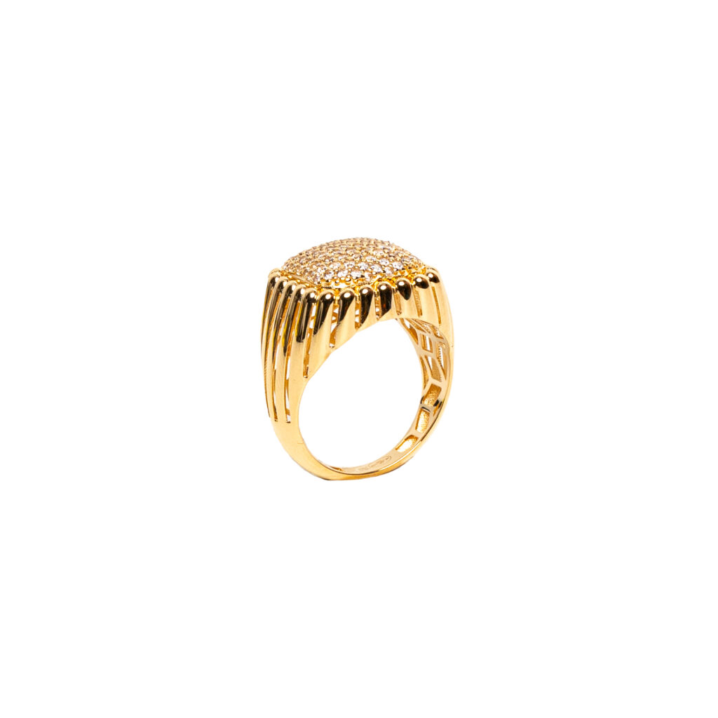 Bague or 18k - Tournesol 3D - chevalière | AB GOLD bijouterie : bijoutier-artisan
