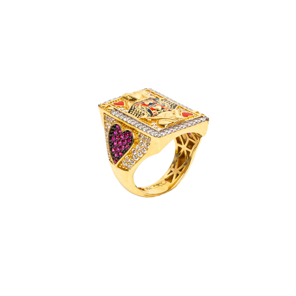 Bague or 18k Dame de coeur 3D - chevalière | AB GOLD bijouterie : bijoutier-artisan