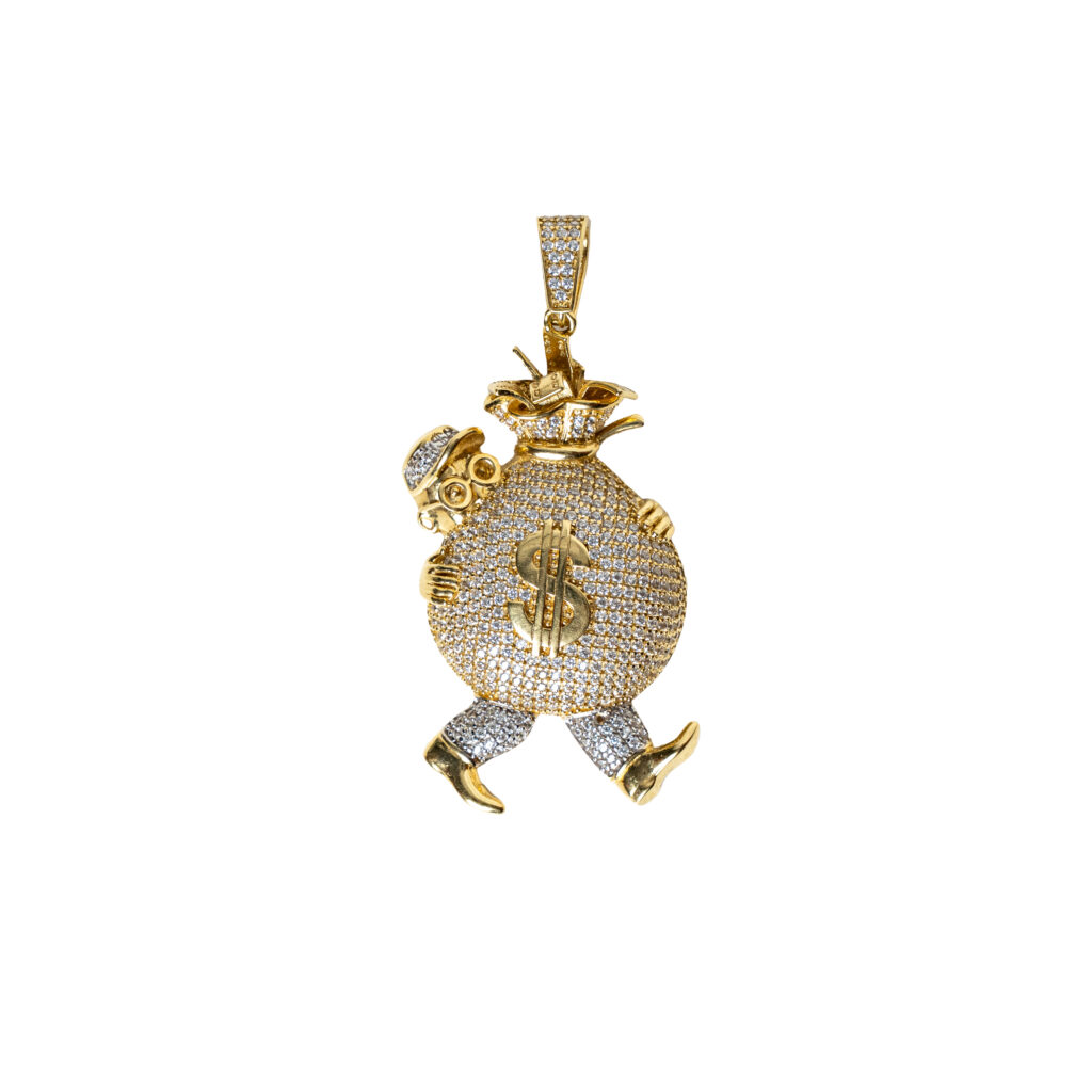 Pendentif or 18k HipHop dollar Américain XL | AB GOLD bijouterie : bijoutier-artisan martinique